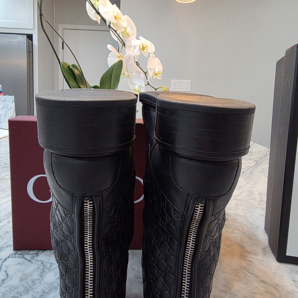 Authentic Gucci Microguccisima Black Leather Boots - image 7